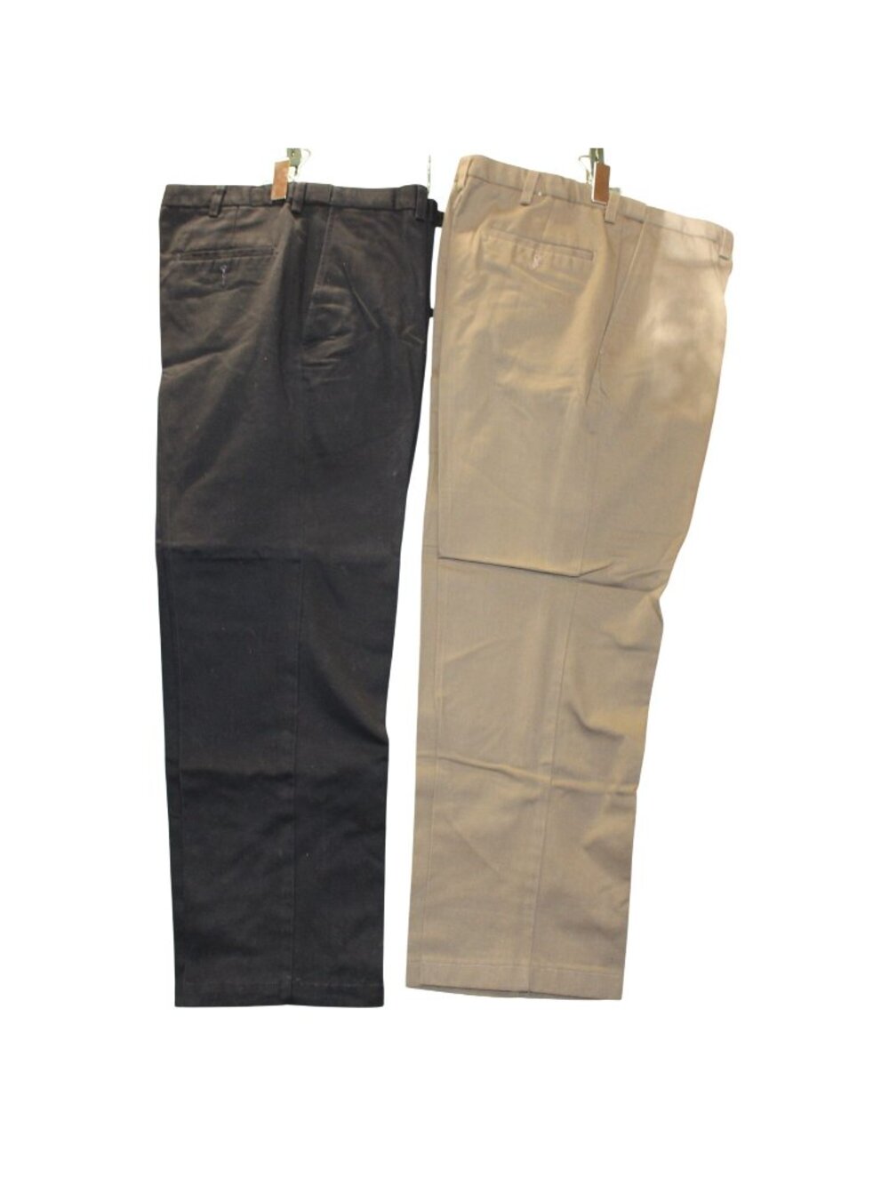 Haggar Twill Chino Pants Lot 2 Pack Mens 34x29 Black Khaki Tan 100% Cotton Plain